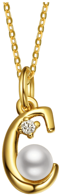 Kids/Teens Personalized 14K Gold Plated Initial Pearl Pendant Necklace