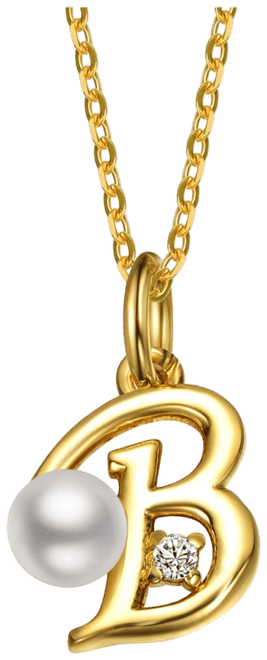 Kids/Teens Personalized 14K Gold Plated Initial Pearl Pendant Necklace