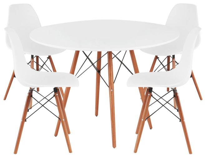 5-Piece Compact Mid-Century Modern Dining Set w/ 4 Chairs, Wooden Legs