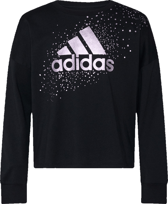 adidas Big Girls Crew Neck Long Sleeve Graphic T Shirt Color Black Purple JCPenney