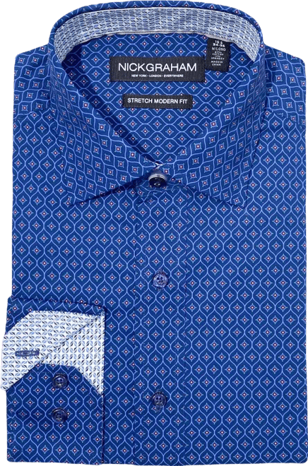 Men's Modern Fit Wave Medallion Dress Shirt