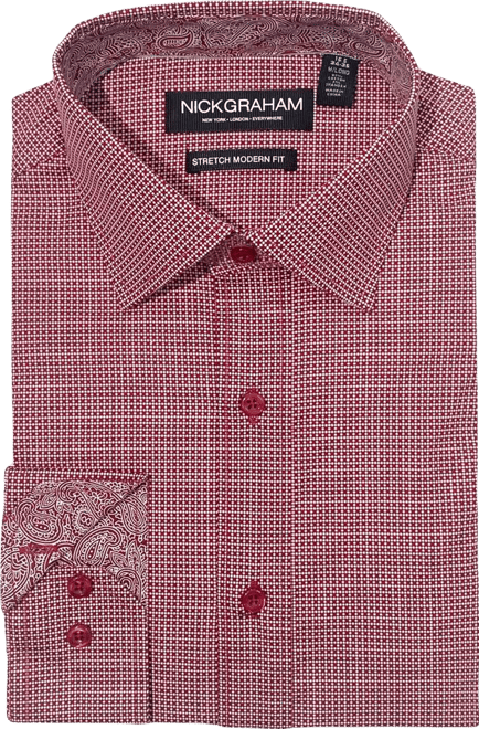 Men's Modern Fit Zig Zag Non-solid Dress Shirt