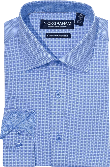Men's Modern Fit Zig Zag Non-solid Dress Shirt