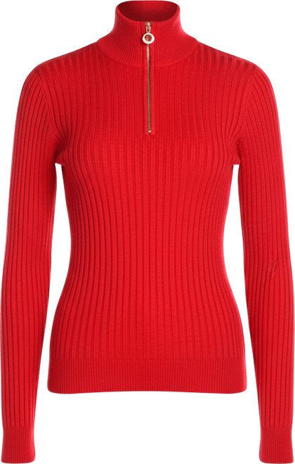 Women's Black Label Ribbed Mock Neck Half-Zip Sweater