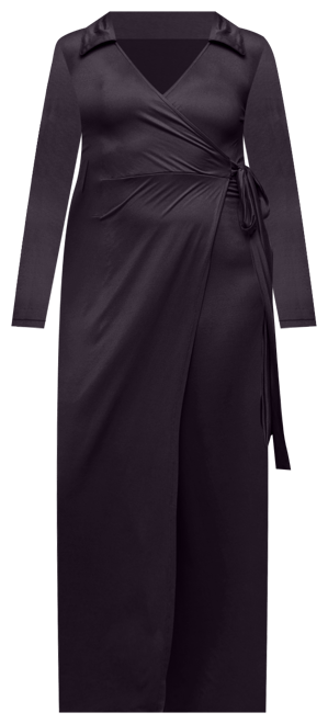 Plus Size Collared Wrap Maxi Dress