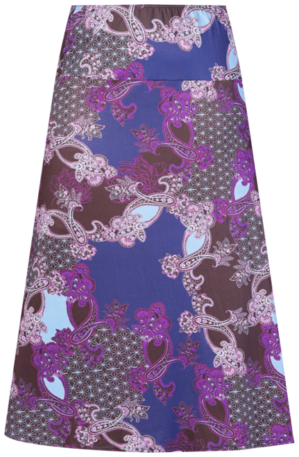 Plus Size Elastic Waist Printed Maxi Skirt