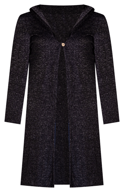 Plus Size Knee Length Hooded Cardigan Sweater