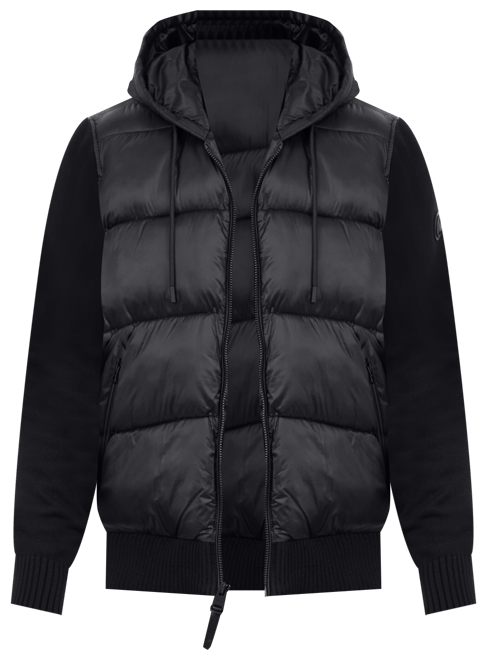 Men's Mixed-Media Hooded Zip Sweater Jacket