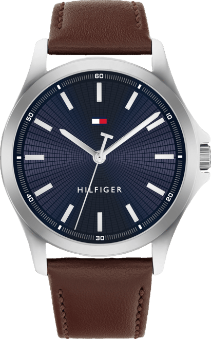 Men's Quartz Brown Leather Strap Watch 42mm