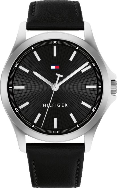 Tommy Hilfiger Quartz Black Leather Strap Watch 42mm Macy s