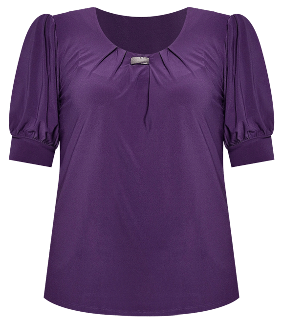 Women's Short Balloon Sleeve Top with Hardware