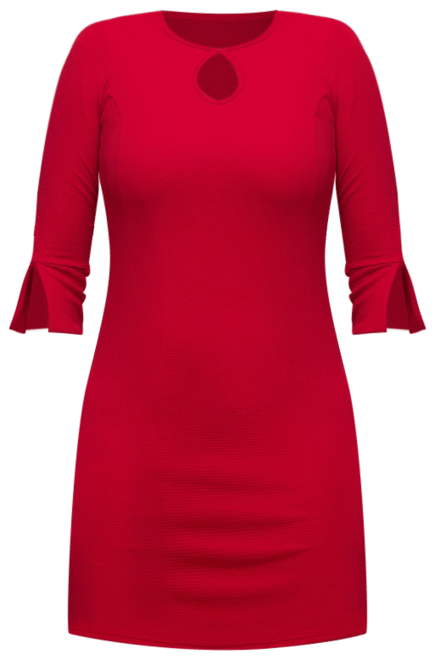 Women's Keyhole Three Quarter Sleeve Mini Dress