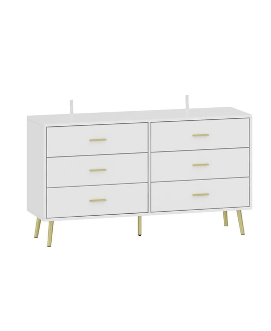 Black Wood Dresser Chest of Drawer With 6 Drawers