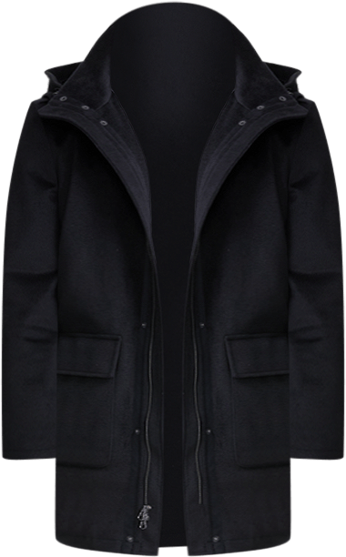 Men's Regular Fit Black Solid Overcoat