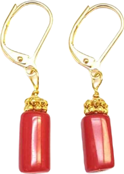 Women's Rouge Earrings with Red Beads