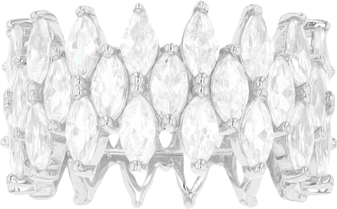 Cubic Zirconia 3-Row Marquise Cut Ring