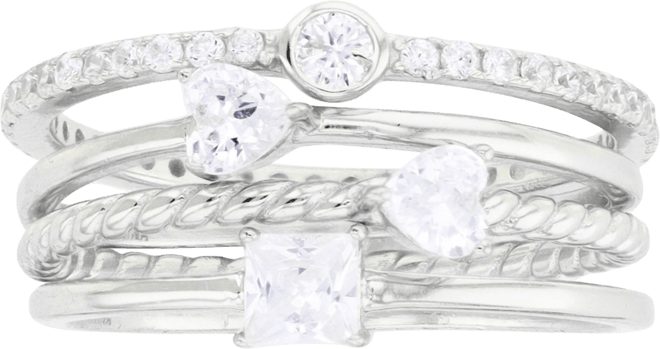 Cubic Zirconia Multi Cut Faux Stacked Ring