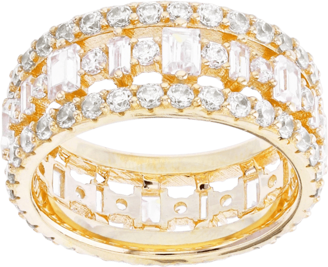 Cubic Zirconia Emerald and Baguette Cut Eternity Ring