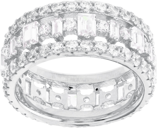 Cubic Zirconia Baguette and Round Eternity Ring