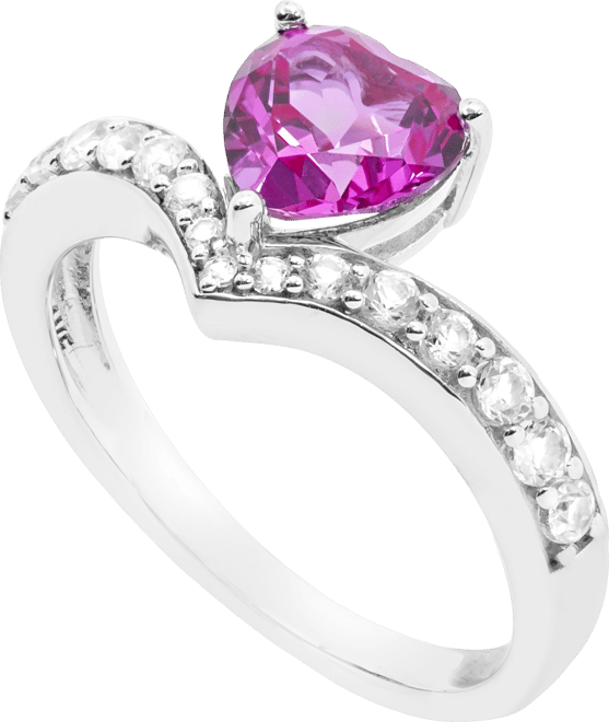 Women's Heart 'I Love You' Message Chevron Ring in Sterling Silver