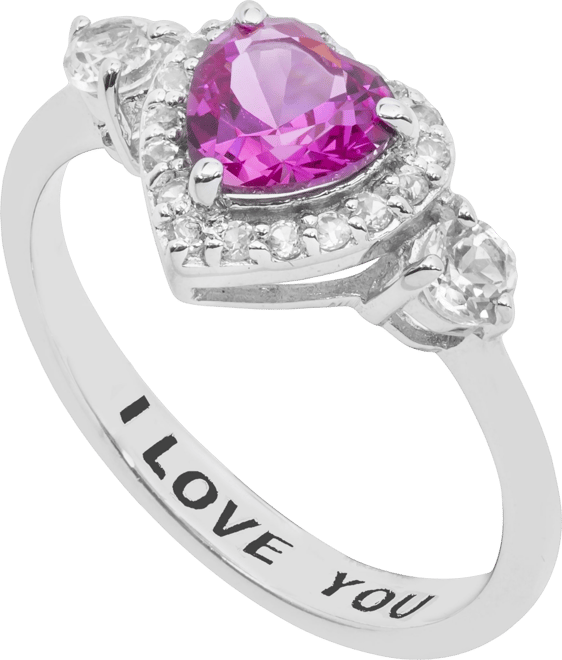 Women's Heart 'I Love You' Message Ring in Sterling Silver