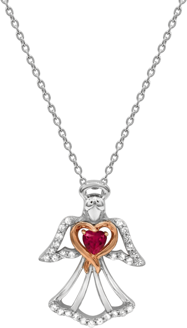 Women's 14K Rose Gold Plated Angel Heart Pendant Necklace in Sterling Silver