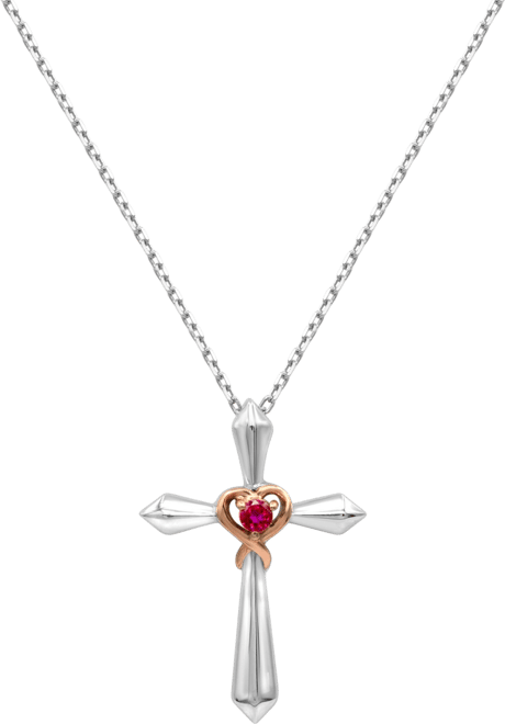 Women's 14K Rose Gold Plated Cross With Heart Pendant Necklace in Sterling Silver