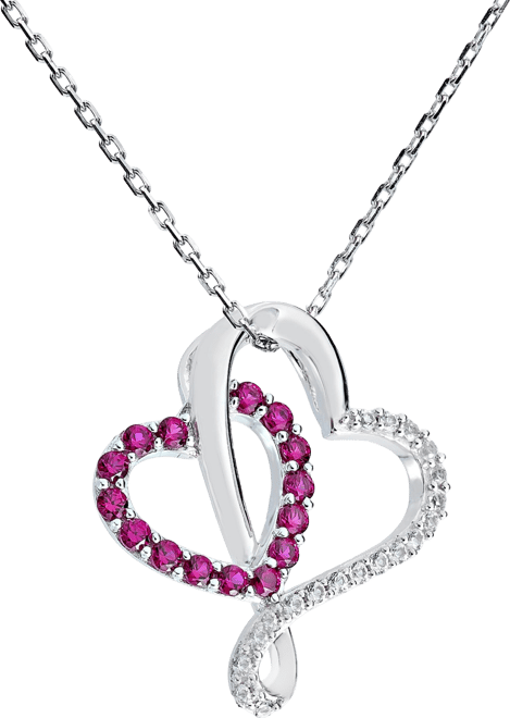 Women's Double-Heart Pendant Necklace in Sterling Silver