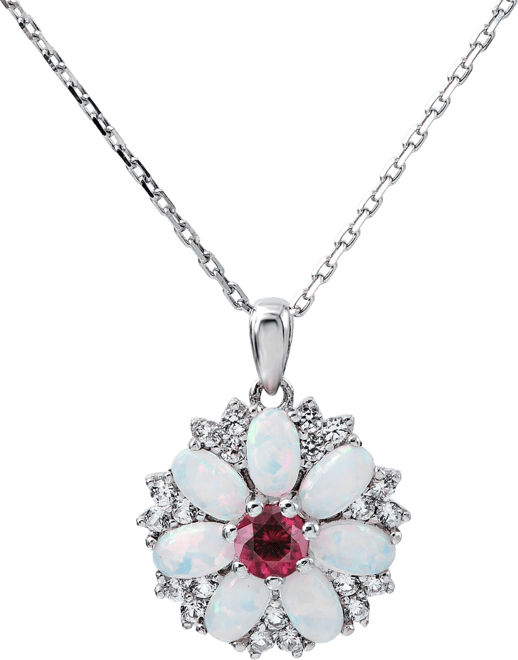Women's Flower Pendant Necklace in Sterling Silver