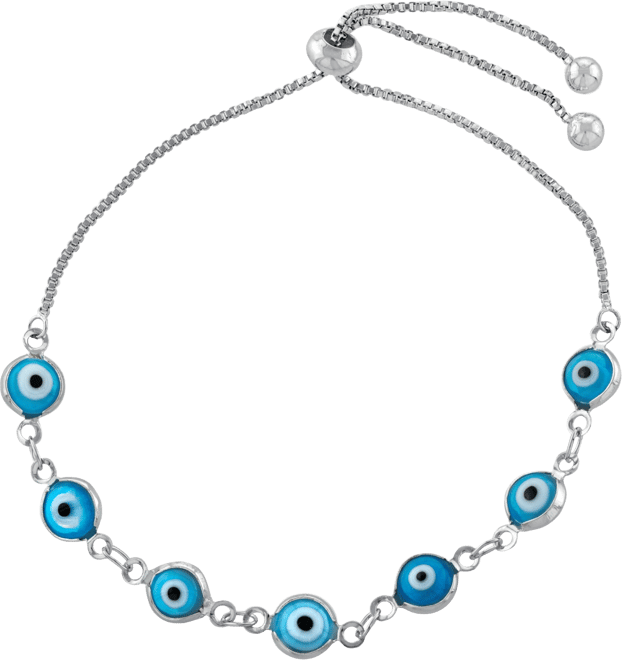 Women's Aqua Glass Guardian Eye Adjustable Bracelet