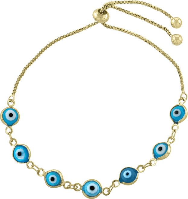 Women's Aqua Glass Guardian Eye Adjustable Bracelet