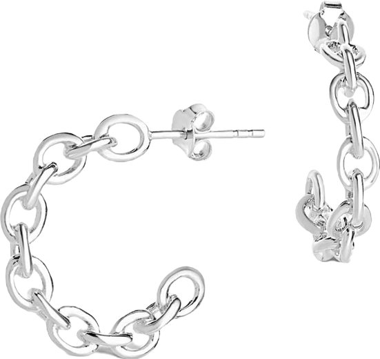 Women's Delicate Chain Silver Plated Hoop Earrings