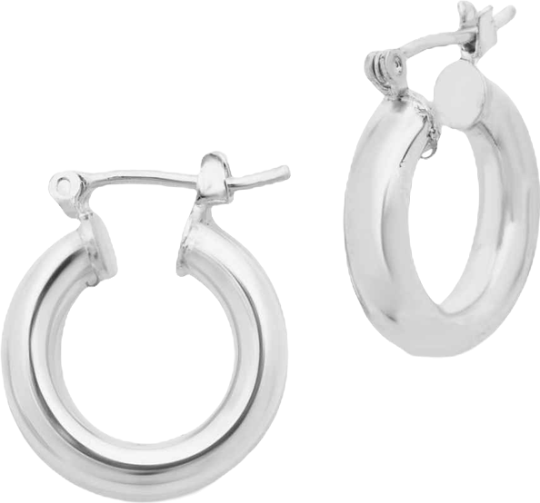Women's Chunky Tube Silver Plated Hoop Earrings, 75"
