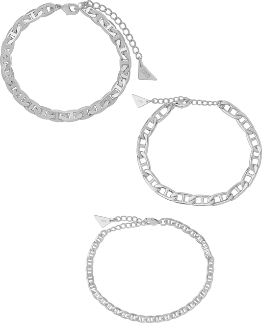 Women's Anchor Chain Silver Plated Bracelet Set