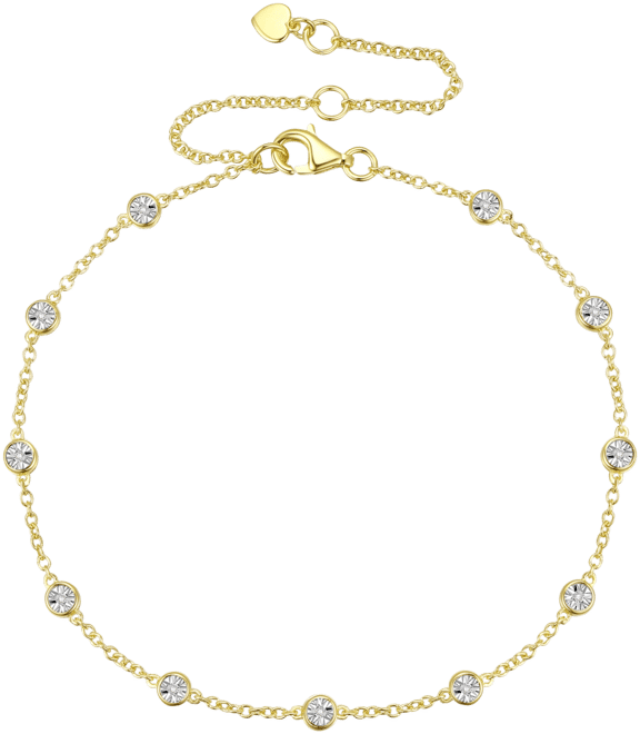 Diamond Bezel Chain Bracelet (1/10 ct. t.w.) in Sterling Silver, 14k Gold-Plated Sterling Silver or 14k Rose Gold-Plated Sterling Silver