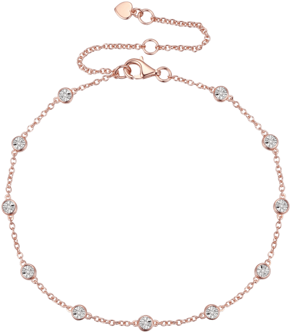 Diamond Bezel Chain Bracelet (1/10 ct. t.w.) in Sterling Silver, 14k Gold-Plated Sterling Silver or 14k Rose Gold-Plated Sterling Silver