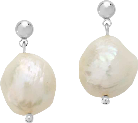 Women's Large Baroque Pearl Drop Stud Earrings