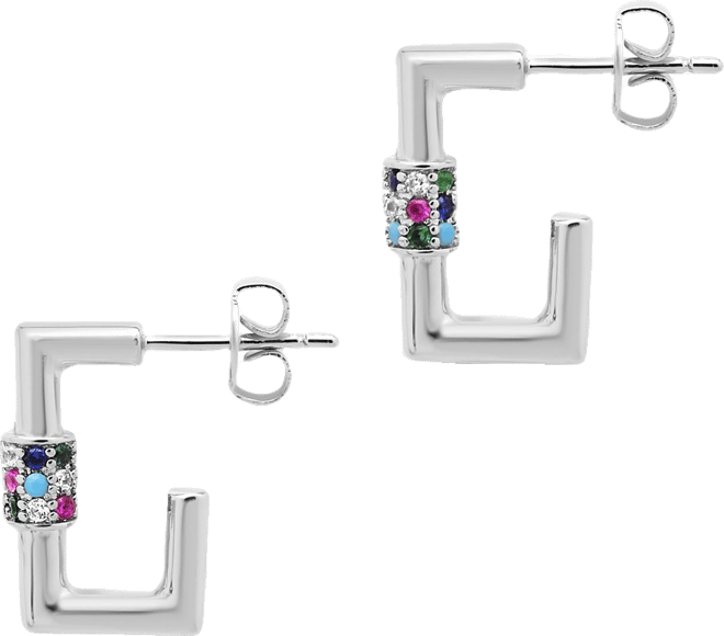 Women's Square Carabiner Clip Huggie Hoop Earrings