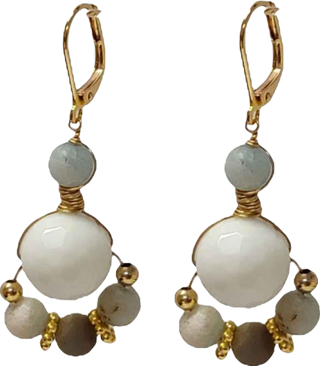 Women's Nurelle Ain Earrings with Amazonite and White Jade Beads