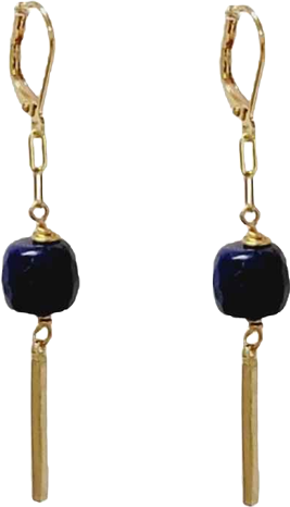Women's Bar Drop Earrings with Blue Lapis Stones