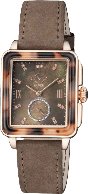 GV2 Women's Bari Tortoise Brown Leather Swiss Quartz Strap Watch 34 mm