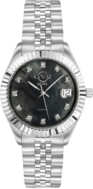 GV2 Women's Naples Silver-Tone Stainless Steel Swiss Quartz Bracelet Watch 34 mm