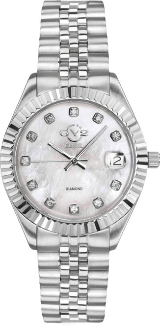 GV2 Women's Naples Silver-Tone Stainless Steel Swiss Quartz Bracelet Watch 34 mm