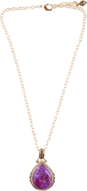 Women's Havana Bronze and Purple Turquoise Pendant On Chain Necklace