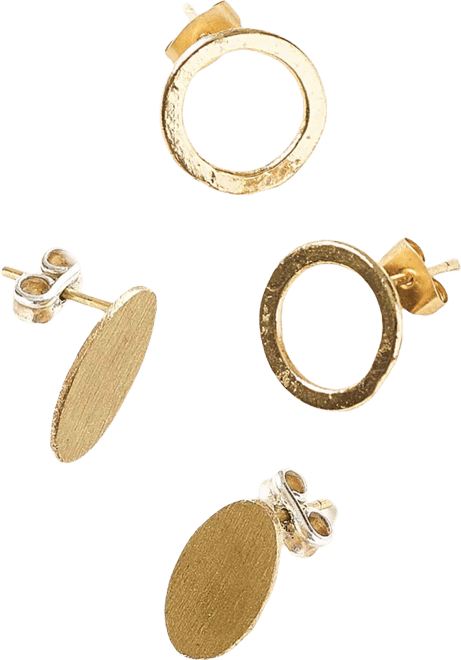 Women's Diya Stud Earrings Set, 2 Piece