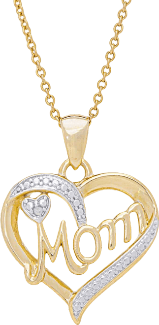 Women's Diamond Accent 'Mom' Heart Pendant Necklace