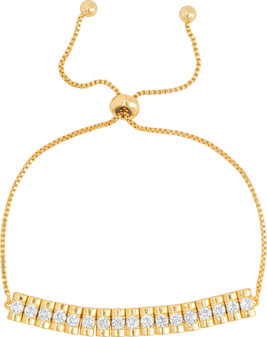 Women's 14k Gold Plated Cubic Zirconia Line Bracelet