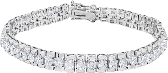 Women's Fine Silver Plated Cubic Zirconia Watch Link Bracelet
