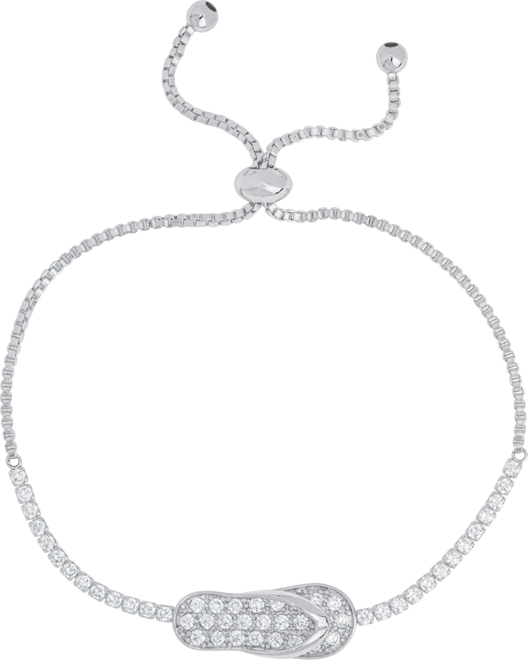 Women's Fine Silver Plated Cubic Zirconia Flip Flop Bracelet