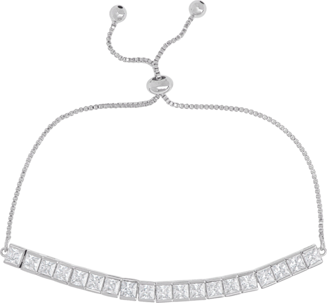 Women's Fine Silver Plated Square Cubic Zirconia Bracelet